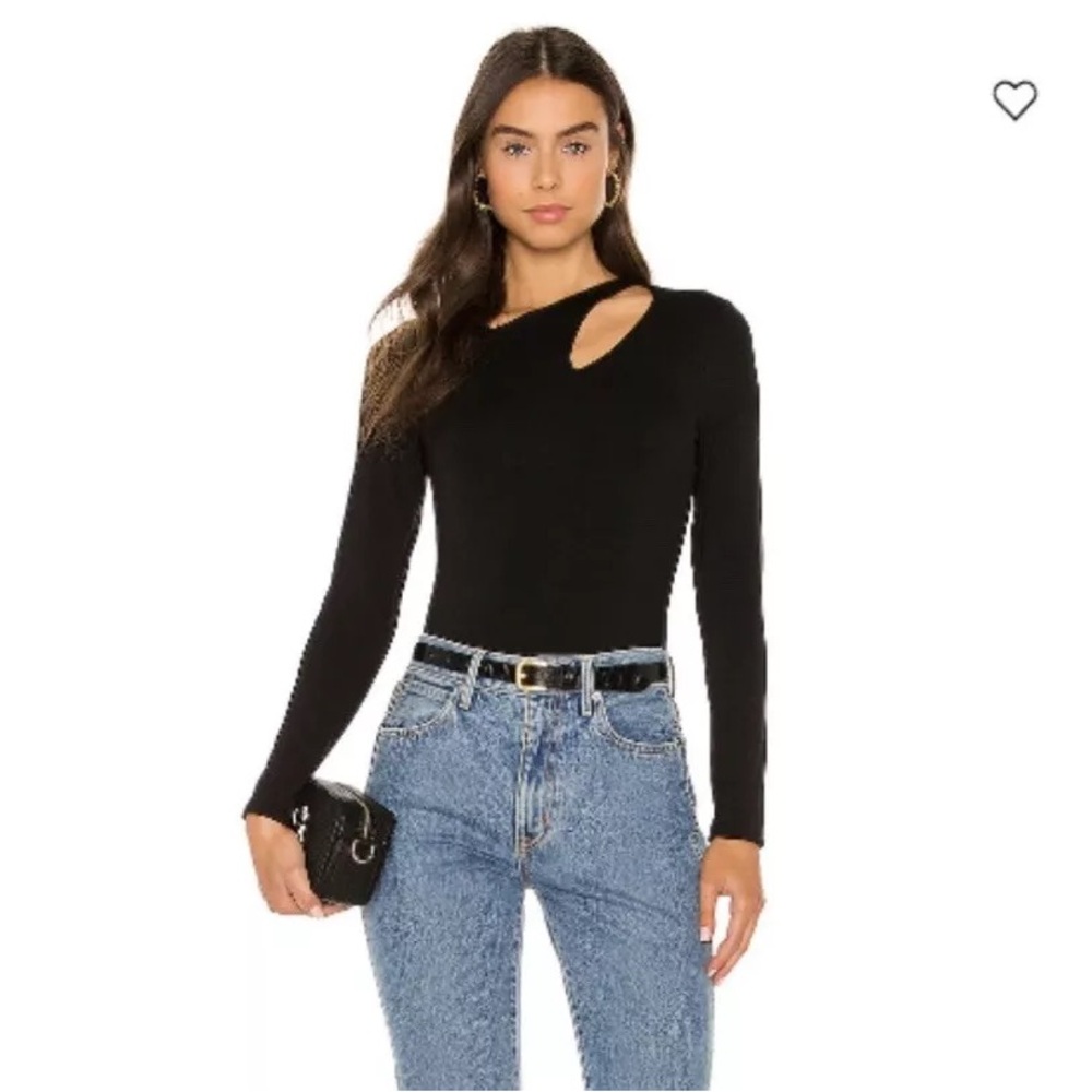 BRAND NEW NEVER WORK Krisa black cutout longsleeve top
